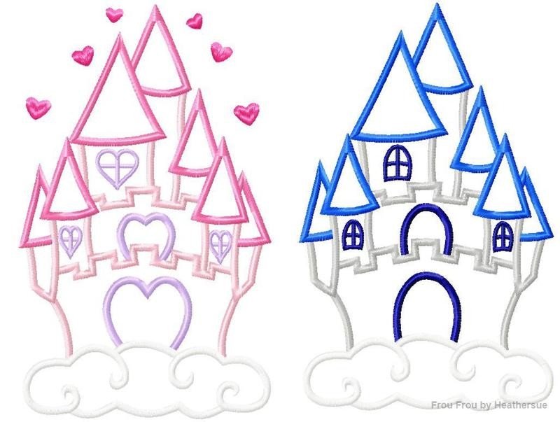 Whimsical Castles TWO Design SET Machine Applique Design Multiple Sizes, including 4 inch