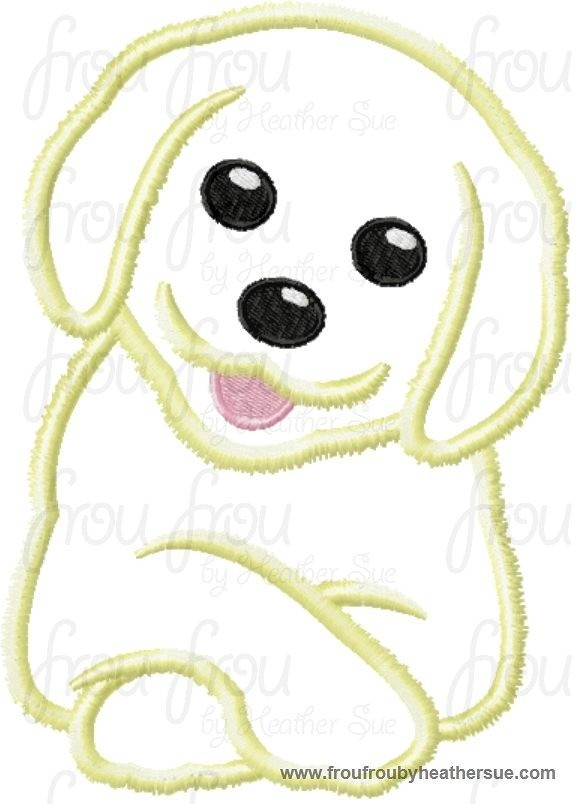 Golden Retriever Great Pyrenees Newfoundland Dog Machine Applique Embroidery Design, Multiple Sizes, including 4 inch