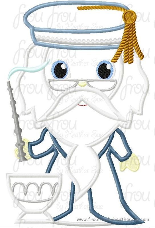 Dumb Door Wizard Little Cutie Machine Applique Embroidery Design, Multiple Sizes NOW INCLUDING 4 INCH