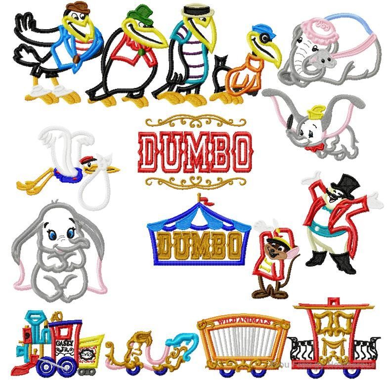 Flying Elephant SIXTEEN Design SET Machine Applique Embroidery Design, Multiple sizes including 4 inch