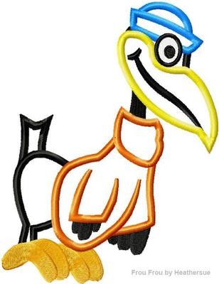 Crow with Glasses Flying Elephant Machine Applique Embroidery Design, Multiple sizes including 4 inch