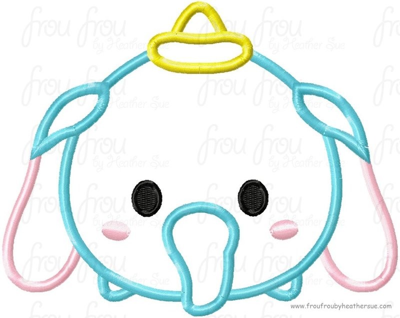 Tzum Flying Elephant Machine Applique Embroidery Design, Mutliple Sizes including 4 inch