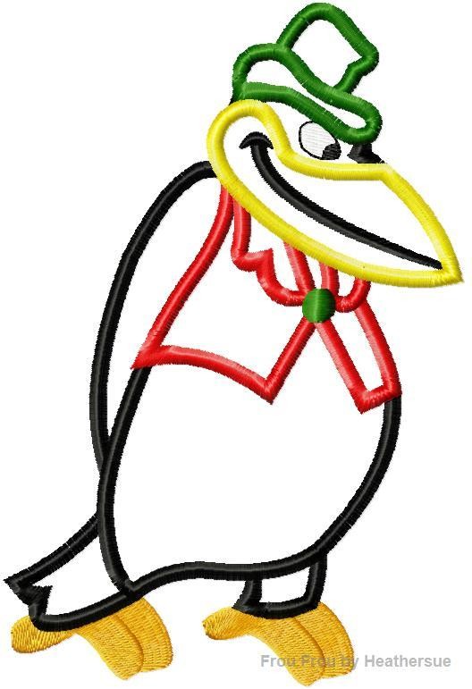 Crow Red Vest Flying Elephant Machine Applique Embroidery Design, Multiple sizes including 4 inch