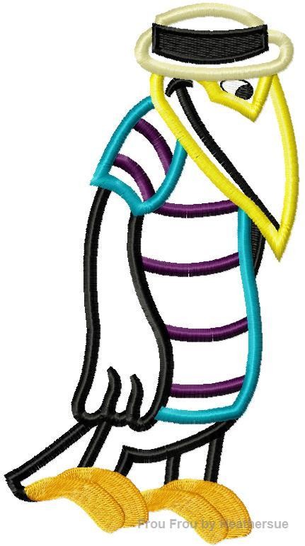 Crow Straw Hat Flying Elephant Machine Applique Embroidery Design, Multiple sizes including 4 inch