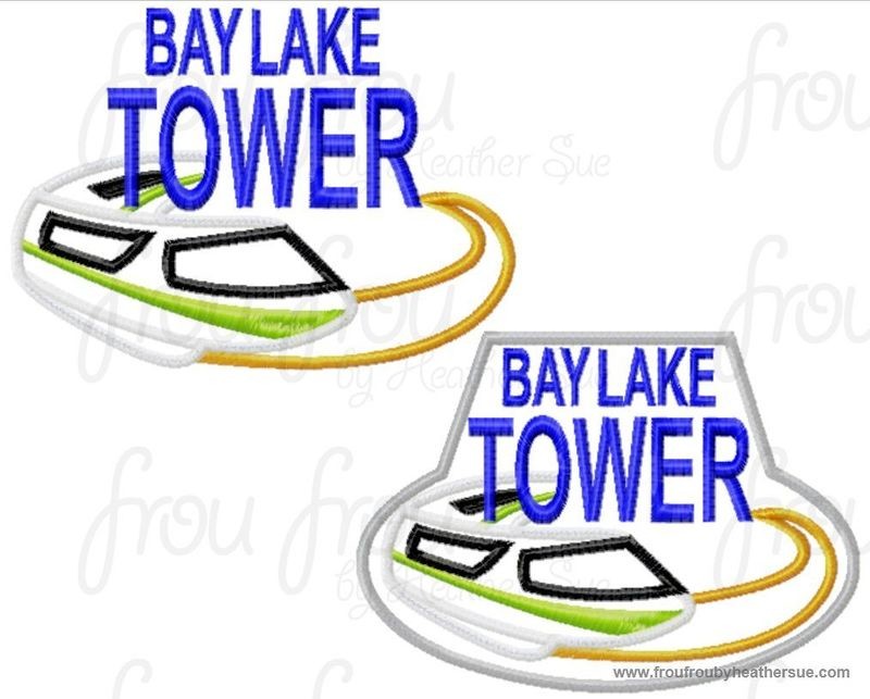 Bay Resort Monorail Hotel Motel sign TWO DESIGN SET machine applique Embroidery Design, multiple sizes- including 4  inch