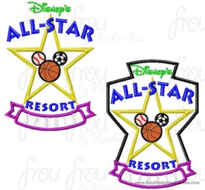 All Sports Resort Hotel Motel sign TWO DESIGN SET machine applique Embroidery Design, multiple sizes- including 4 inch