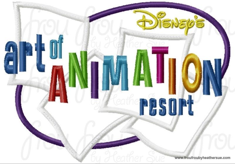 Artists of Animators Hotel Resort Motel sign machine applique Embroidery Design, multiple sizes- including 4  inch