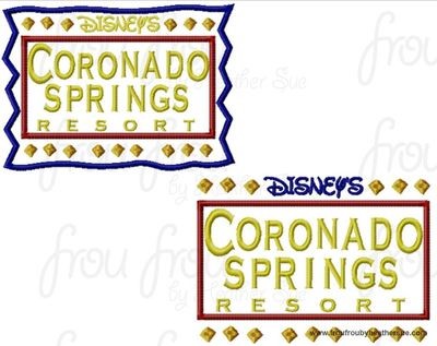 Coronado Resort Hotel Motel sign TWO DESIGN SET machine applique Embroidery Design, multiple sizes- including 4 inch