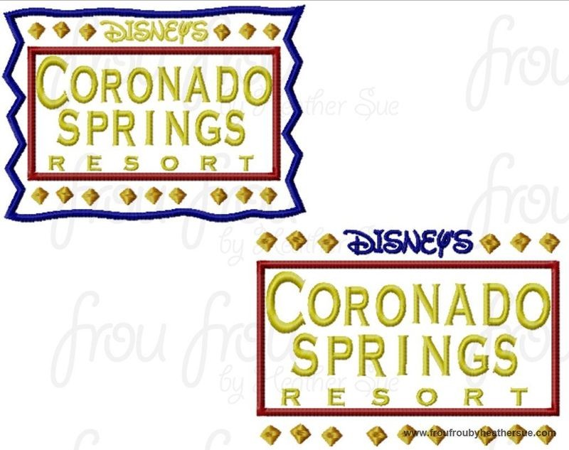 Coronado Resort Hotel Motel sign TWO DESIGN SET machine applique Embroidery Design, multiple sizes- including 4  inch