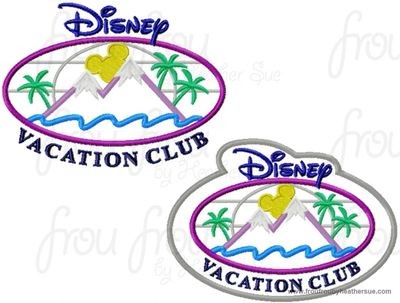 Dis Vacation Club Hotel Resort Motel sign TWO DESIGN SET machine applique Embroidery Design 4"-16"