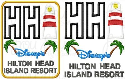 Hilton Head Island Dis Resort Hotel Motel sign TWO DESIGN SET machine applique Embroidery Design, multiple sizes- including 4 inch