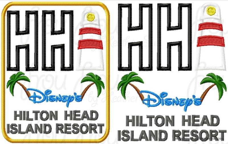 Hilton Head Island Dis Resort Hotel Motel sign TWO DESIGN SET machine applique Embroidery Design, multiple sizes- including 4  inch