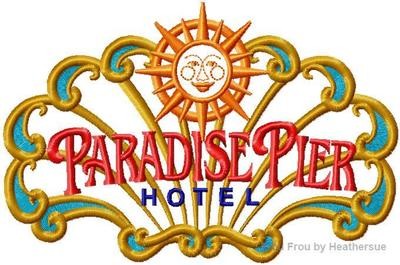 Paradise Hotel Resort Motel sign machine applique Embroidery Design, multiple sizes- including 4, 5, 6 inch