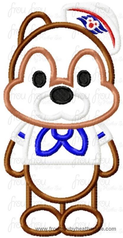 Chep Chipmunk Cutie Cruise Ship Machine  Applique Embroidery Design, Multiple Sizes, including  4 inch