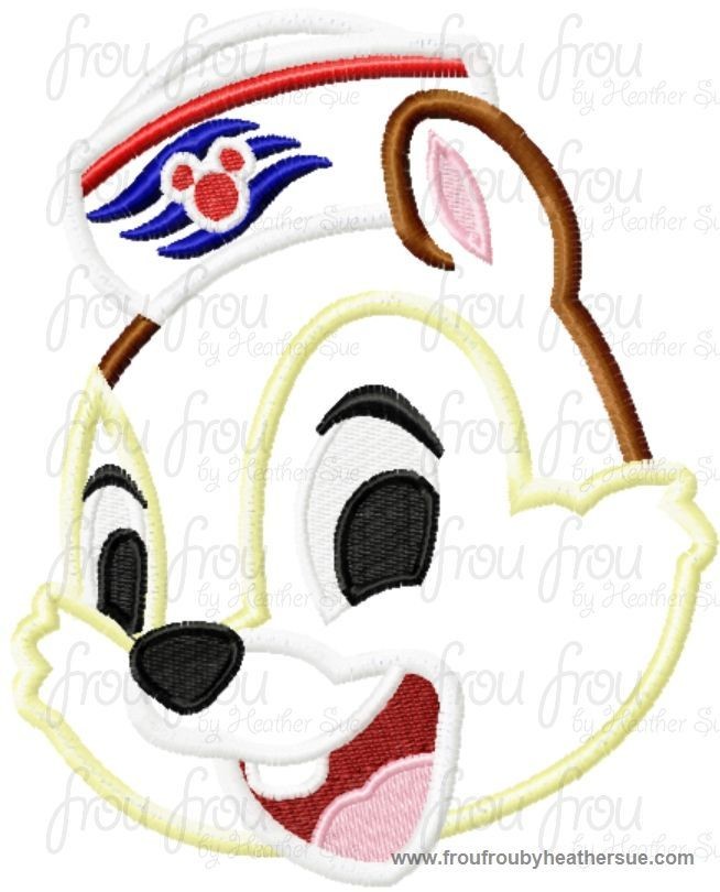 Chep Chipmunk Head Wearing Sailor Hat Cruise Ship Machine  Applique Embroidery Design, Multiple Sizes, including  4 inch