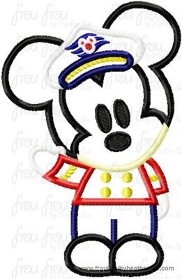 Mister Mouse Cutie Cruise Ship Machine Applique Embroidery Design, Multiple Sizes, including 4 inch