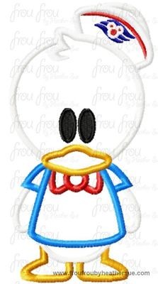 Don Duck Cutie Cruise Ship Machine Applique Embroidery Design, Multiple Sizes, including 4 inch