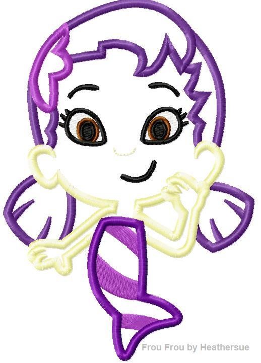 Bubble Fish Ooha Mermaid Machine Applique Embroidery Design, multiple sizes, including 4 inch