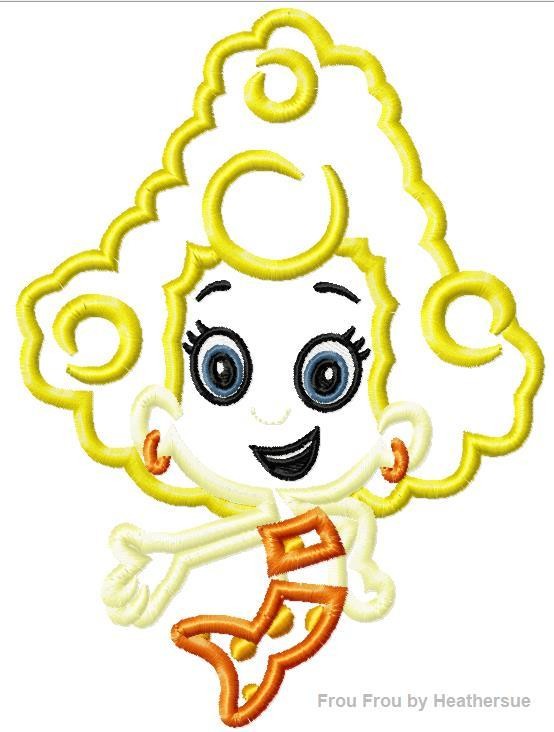 Bubble Fish Deanna Mermaid Machine Applique Embroidery Design, multiple sizes, including 4 inch