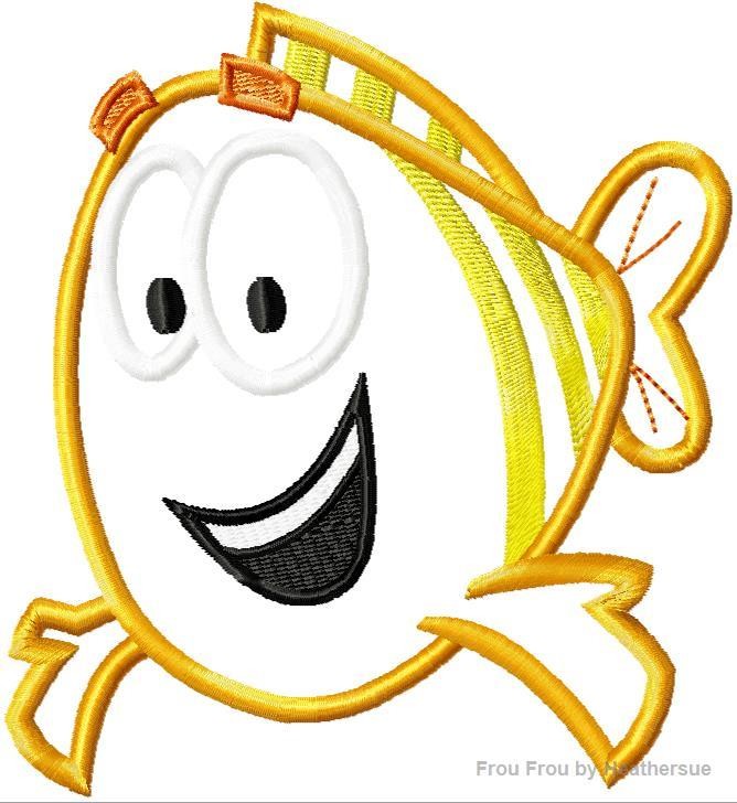 Bubble Fish Grouper Goldfish Mermaid Merman Machine Applique Embroidery Design, multiple sizes, including 4 inch