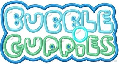Bubble Fish Logo Mermaid Machine Applique Embroidery Design, multiple sizes, including 4 inch