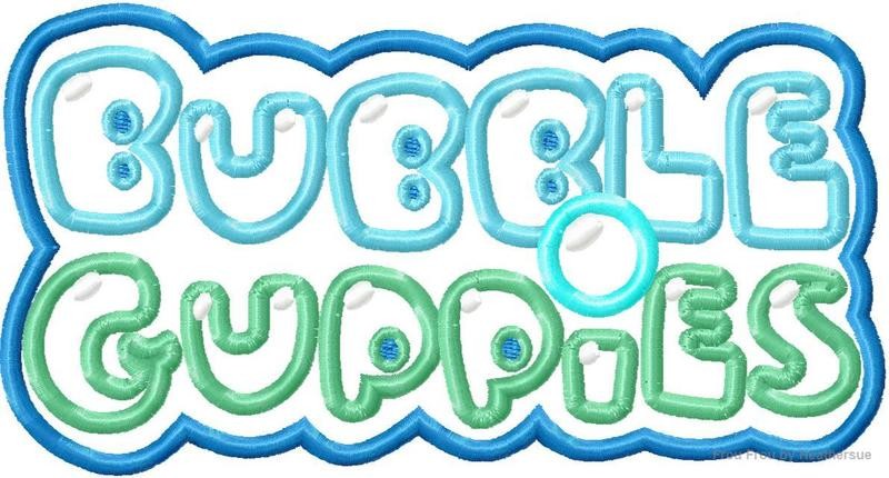Bubble Fish Logo Mermaid Machine Applique Embroidery Design, multiple sizes, including 4 inch