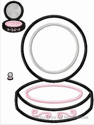 Compact Makeup Blush Machine Applique Embroidery Design, multiple sizes, including 1/2, 1, 2, 3, 4, 7, and 9 inch