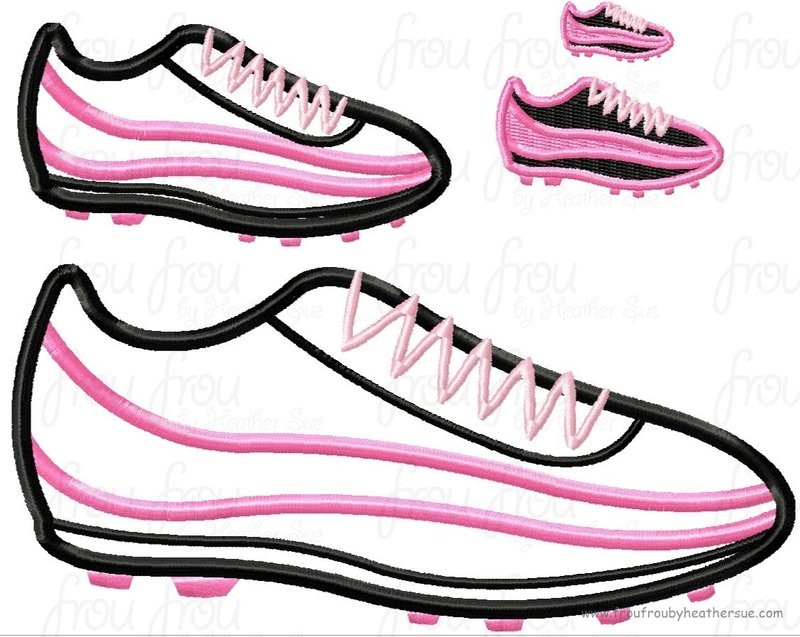 Cleats Soccer Shoes Machine Applique  Embroidery Design, multiple sizes, including 1, 2, 3, 4, 7, and 10 inch