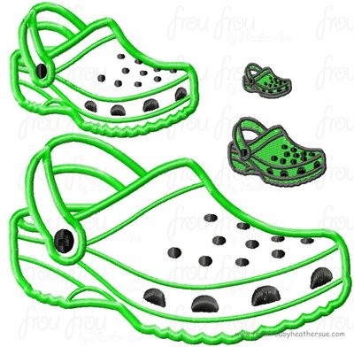 Crocodile Shoe Machine Applique Embroidery Design, multiple sizes, including 1, 2, 3, 4, 7, and 10 inch