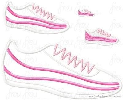 Cheer Tennis Shoes Machine Applique Embroidery Design, multiple sizes, including 1, 2, 3, 4, 7, and 10 inch