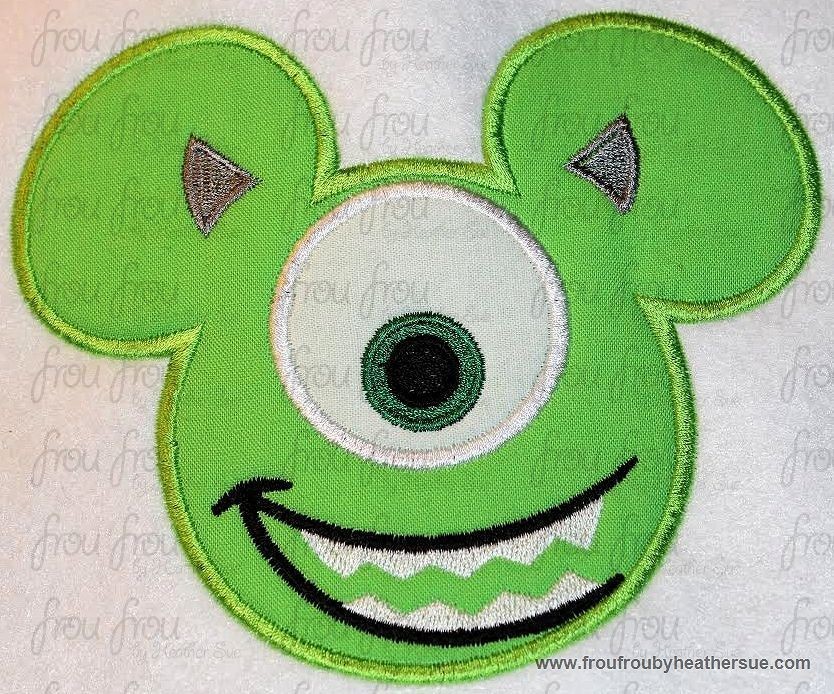 Mike's Eye Mister Mouse Head Machine Applique Embroidery Design, Multiple sizes including 4 inch