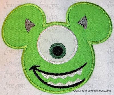 Mike's Eye Mister Mouse Head Machine Applique Embroidery Design, Multiple sizes including 4 inch