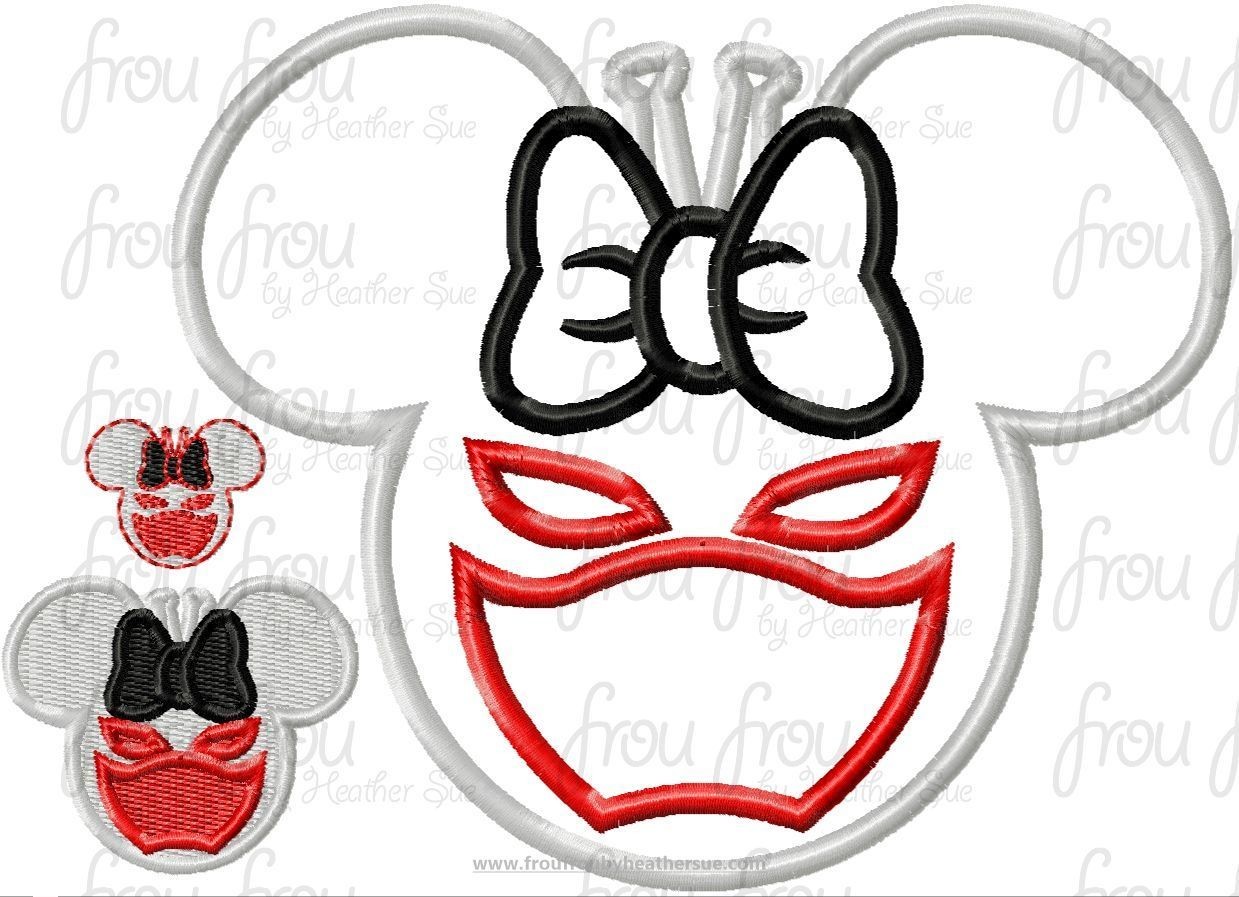 Ant Guy Super Hero Miss Mouse Head Machine Applique Embroidery Designs, multiple sizes including 1&quot;-16&quot;