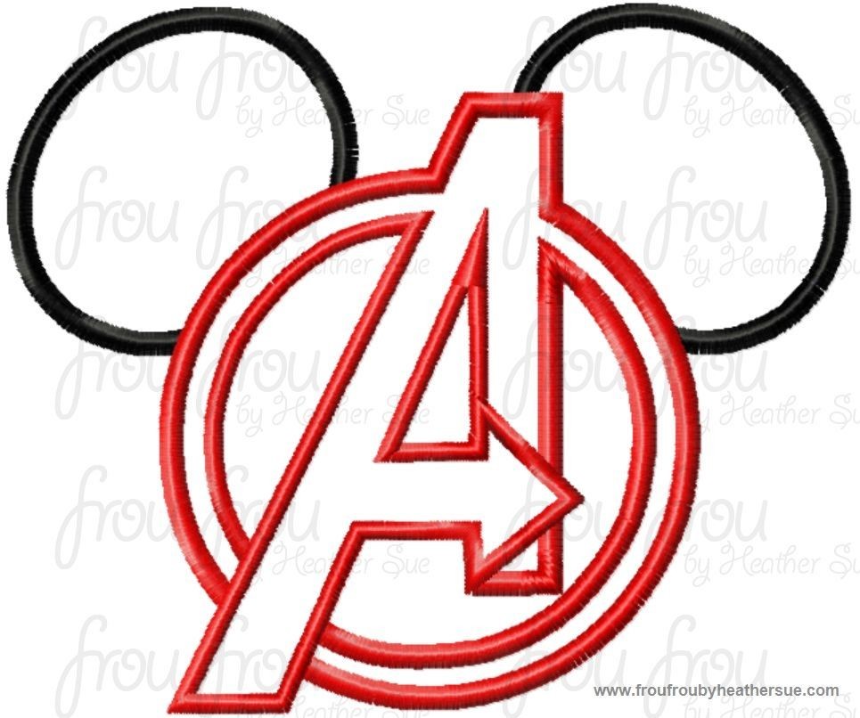 Avenging A Super Hero Mister Mouse Head Machine Applique Embroidery Designs, multiple sizes including 4 inch