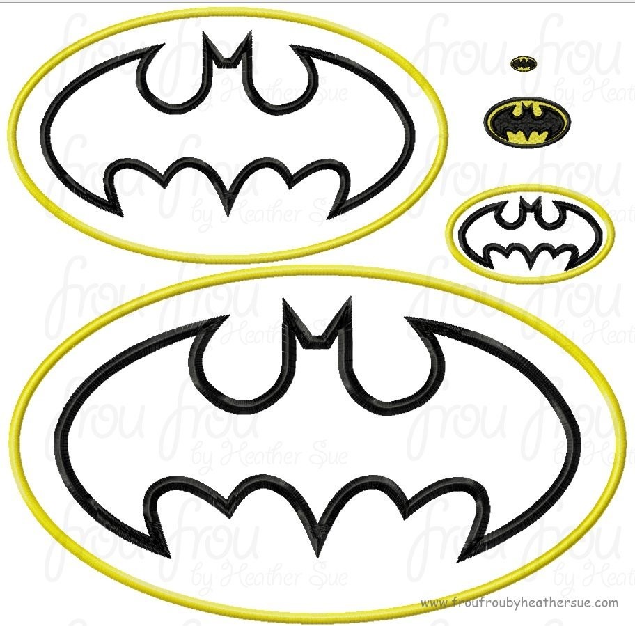 Bat Superhero Super Hero Machine Applique Embroidery Design, Multiple sizes including half, 1, 2, 3, 4, 7, 10, 12, 14 and 16 inch