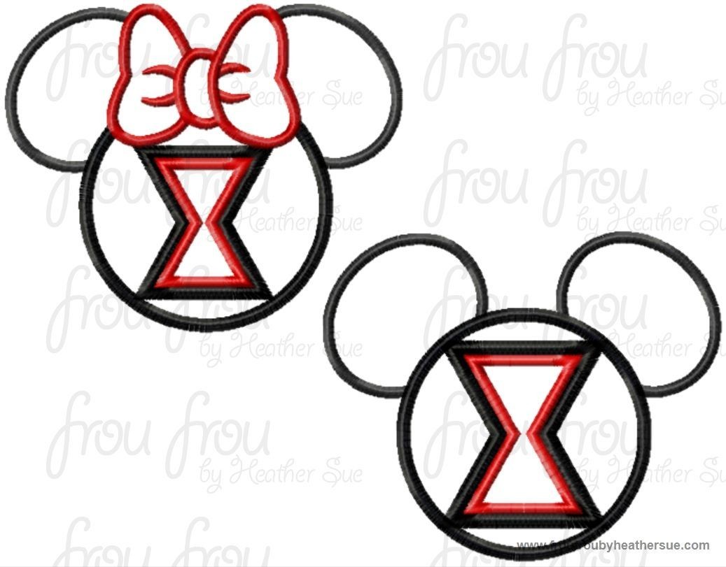 Black Spider Super Hero Mister and Miss Mouse Head TWO Design SETMachine Applique Embroidery Designs, multiple sizes including 4 inch