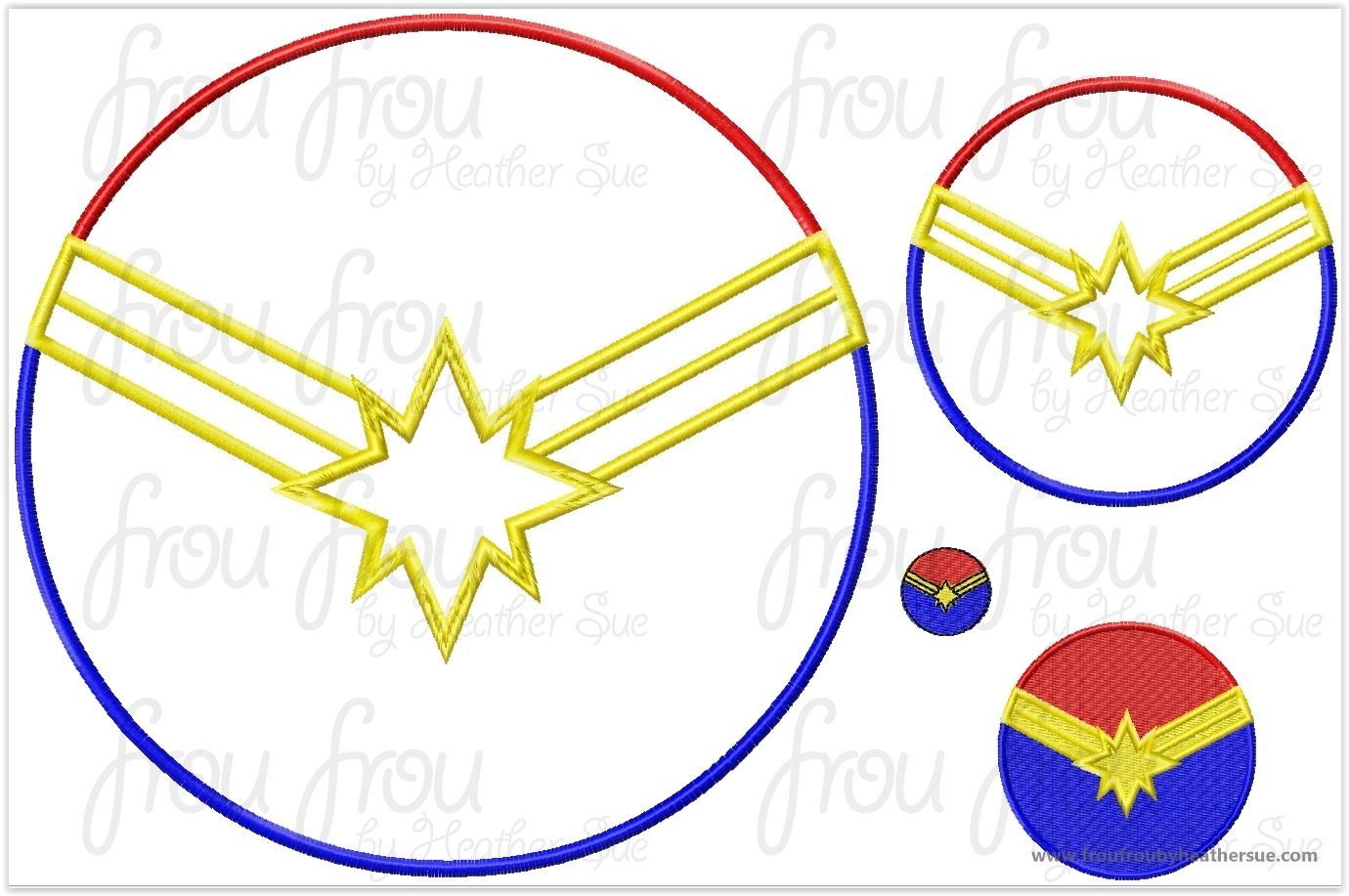 Captain Marvelous Superhero Super Hero Machine Applique Embroidery Designs, multiple sizes including 1, 2, 3, 4, 7, 8, 10, 12, 14, and 16 inch