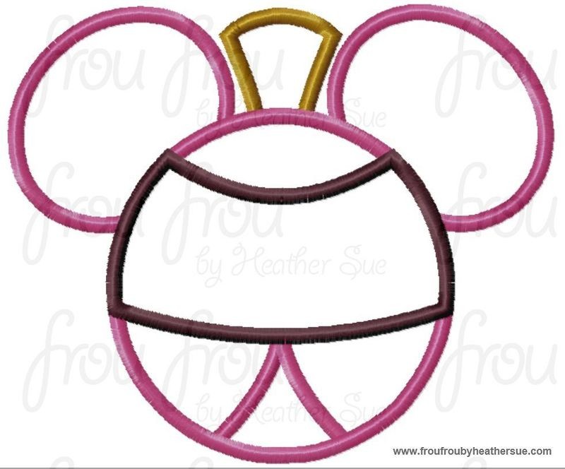 Ana Stepsister Cindy Mister Mouse Head Machine Applique Embroidery Design, Multiple Sizes NOW INCLUDING 4 INCH