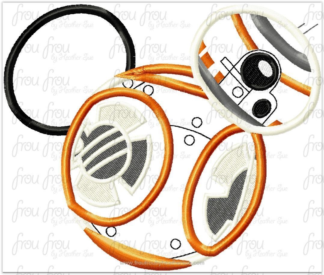 B88 Robot Mister Mouse Head Space Wars Machine Applique Embroidery Design Multiple Sizes, including 4&quot;-16&quot;
