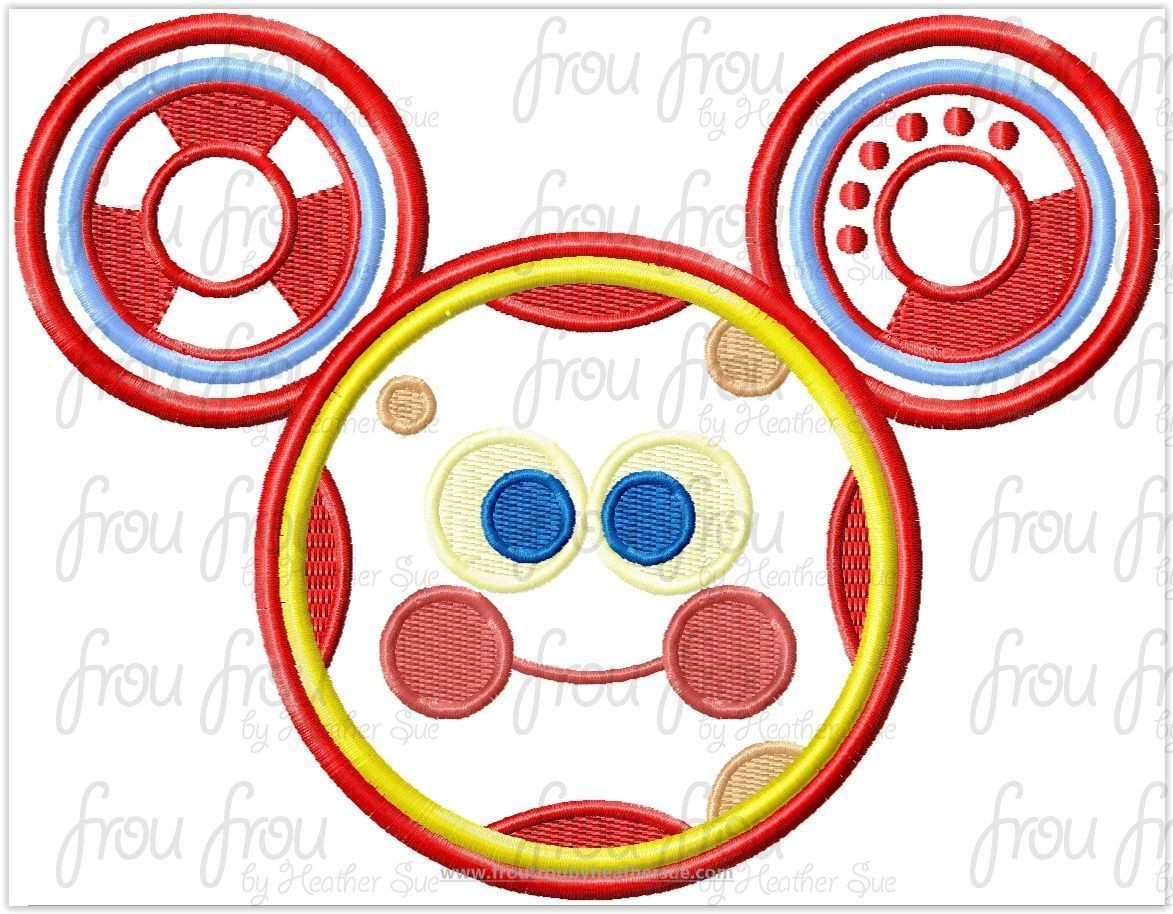Toodie Mister Mouse Clubhouse Mister Mouse Head Machine Applique Embroidery Designs, multiple sizes including 3&quot;-16&quot;