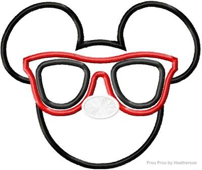 Sunglasses Shades Mister Mouse Head Summer Machine Applique Embroidery Design, multiple sizes, including 4 inch