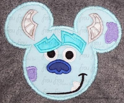 Sullivan Face Mister Mouse Head Machine Applique Embroidery Design, Multiple sizes including 4 inch