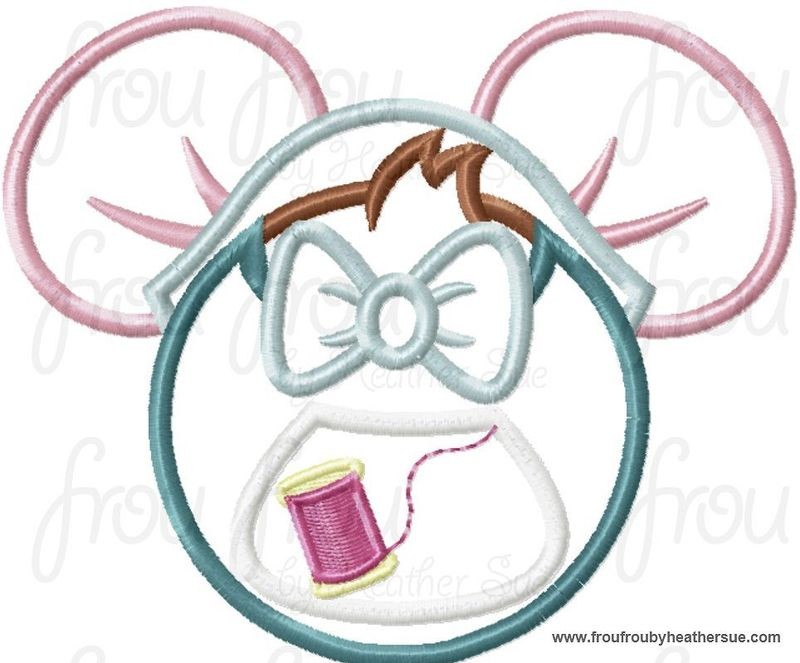 Sue Cindy Miss Mouse Head Machine Applique Embroidery Design, Multiple Sizes NOW INCLUDING 4 INCH