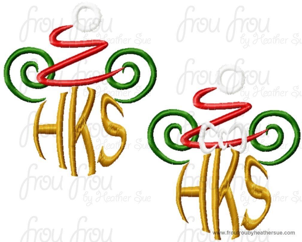 Spiral Santa Miss and Mister Mouse Christmas BLANK No Monogram SET TWO Machine Embroidery Designs, multiple sizes including 4 inch