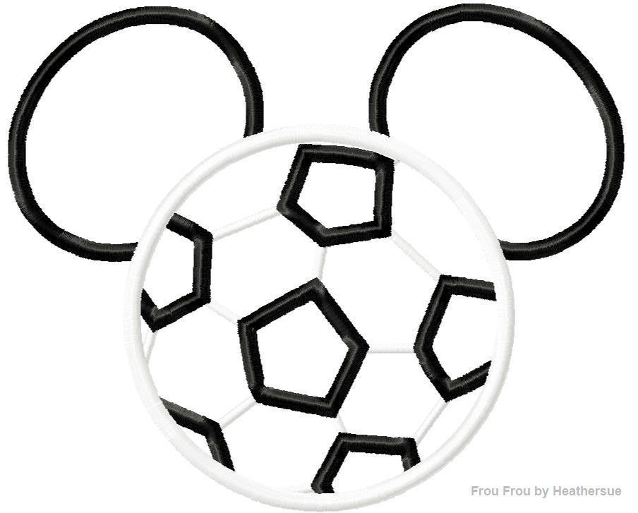 Soccer Ball Mister Mouse Head Machine Applique Embroidery Designs, multiple sizes including 4 inch