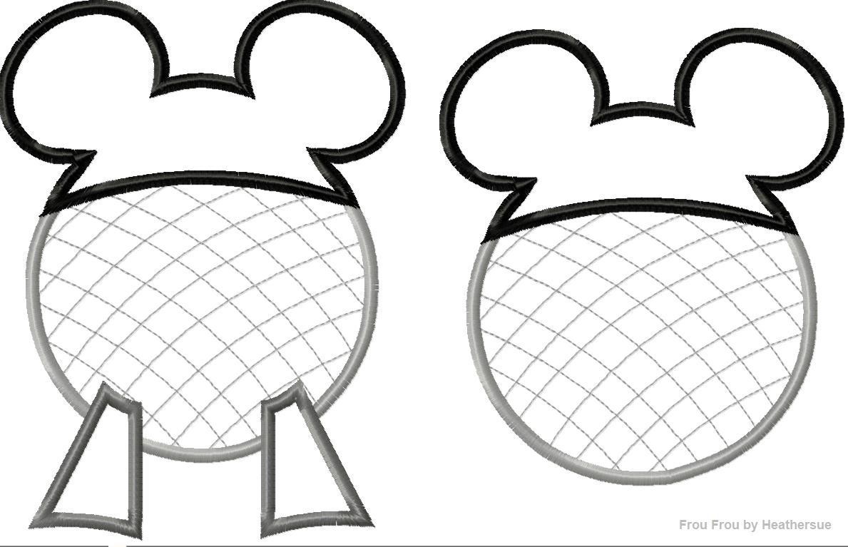 Silver Ecpot Ball with Mister Mouse Hat TWO Machine Applique Embroidery Designs, Multiple sizes including 4 inch