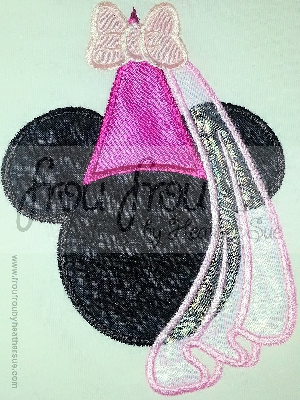 Princess Hat Miss Mouse Machine Applique Embroidery Design, multiple sizes including 4 inch