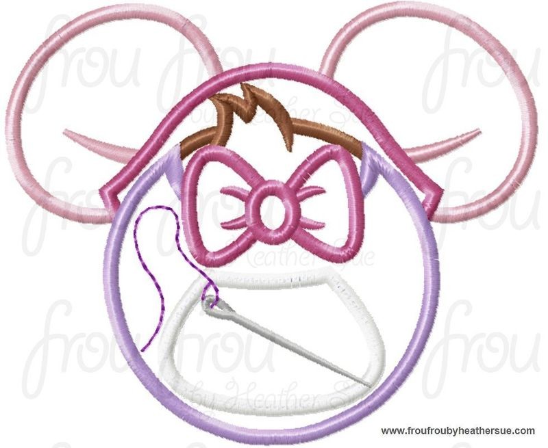 Pearl Cindy Miss Mouse Head Machine Applique Embroidery Design, Multiple Sizes NOW INCLUDING 4 INCH