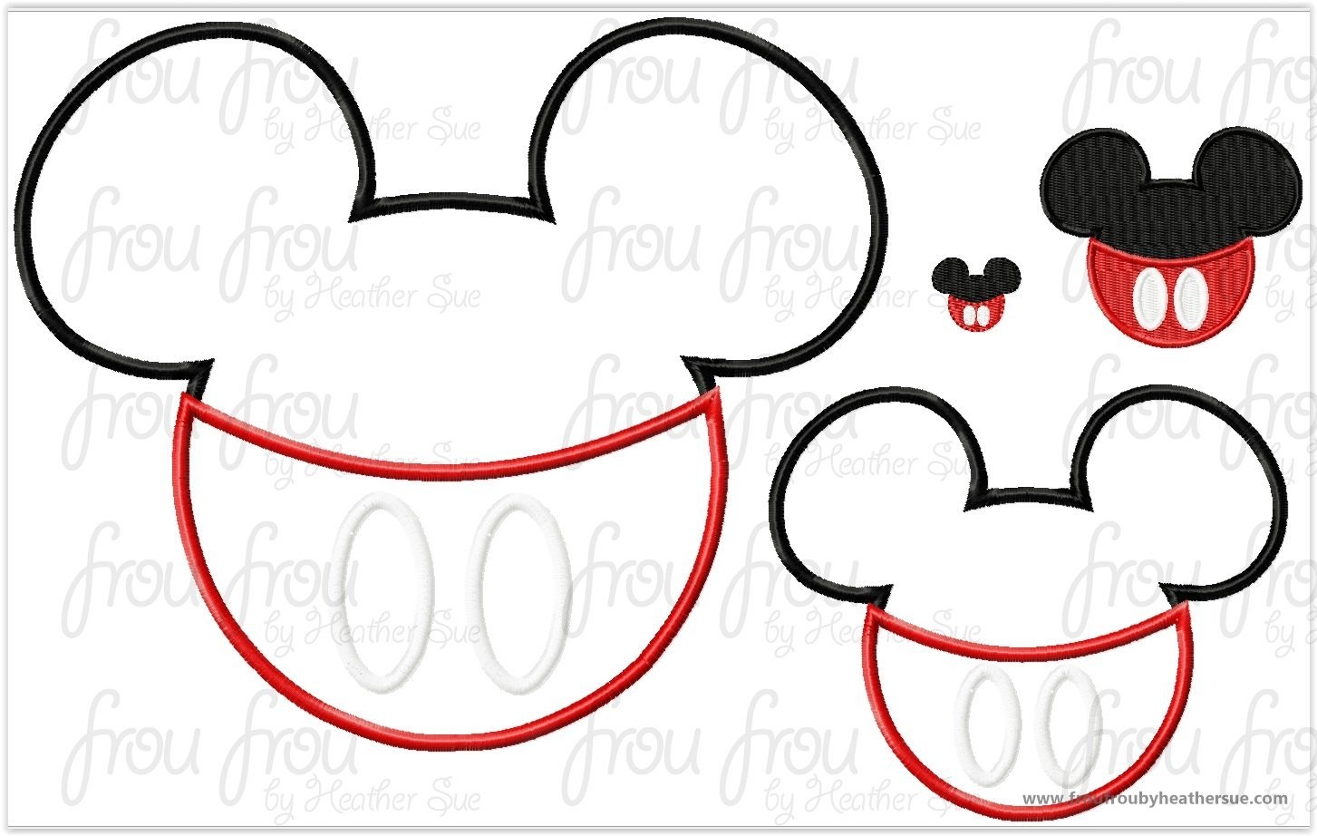 Pants Wearing Mister Mouse Head , Machine Applique Embroidery Design, Multiple Sizes- 1&quot;, 2&quot;, 3&quot;, 4&quot;, 5x7, 6x10, 8&quot;, 10&quot;, 12&quot;, 14&quot;, and 16&quot;