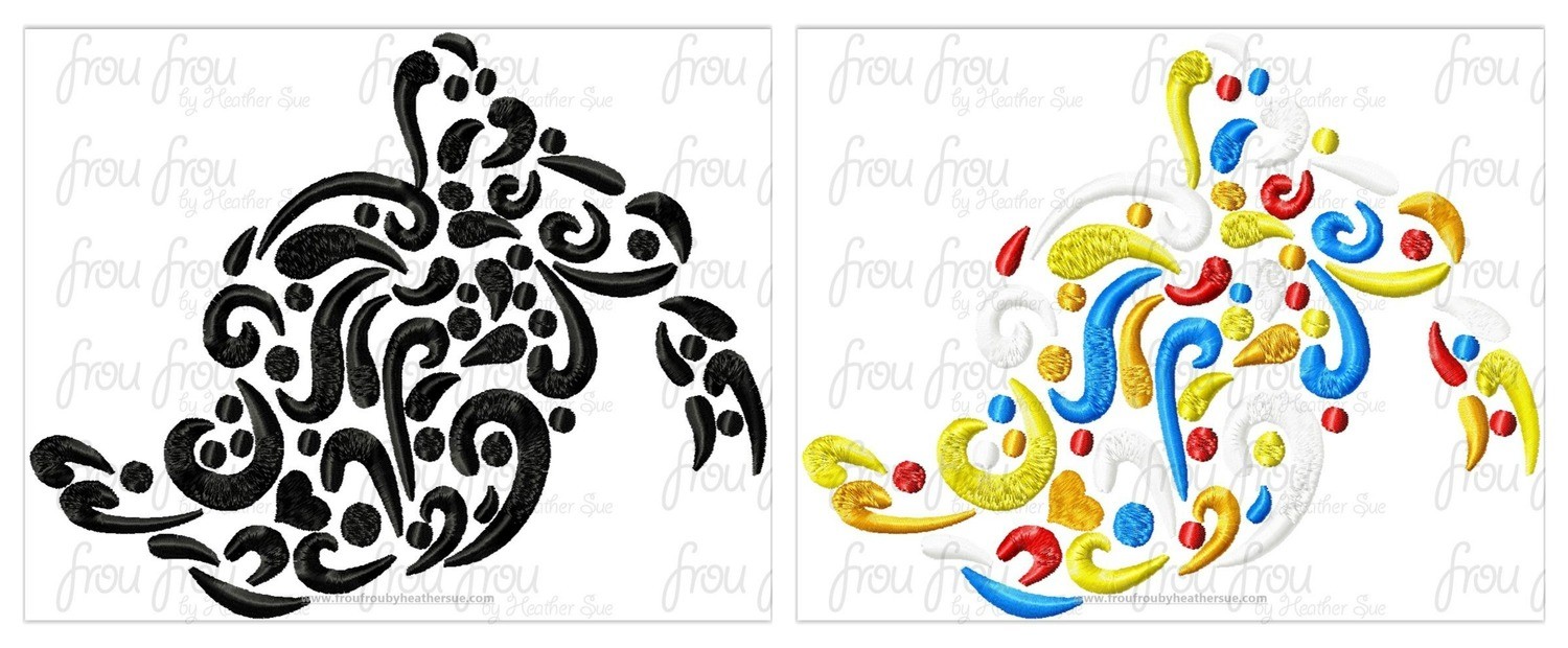 Paisley Swirly Kaleidoscope Don Duck Head Machine Embroidery Designs, multiple sizes including 3&quot;-16&quot;